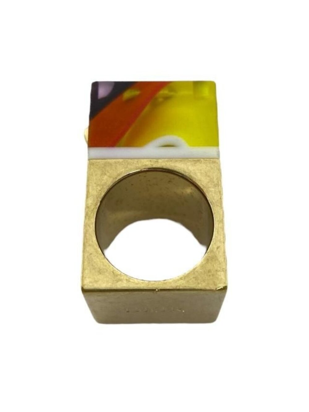 Christian Dior Sorbet Ring Accessories CD Logo Metal Plastic Yellow - Picture 7 of 8